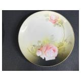 Set of 2 Antique Porcelain Plates with Floral Rose Designs