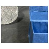 Crystal Decanter, 2 Champagne Flutes, and Pink Perfume Bottle Set