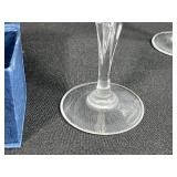 Crystal Decanter, 2 Champagne Flutes, and Pink Perfume Bottle Set