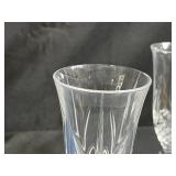 Crystal Decanter, 2 Champagne Flutes, and Pink Perfume Bottle Set