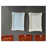 Set of Art Glass Trinket and Serving Dishes with Piano and Cat Designs