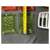 Set of Art Glass Trinket and Serving Dishes with Piano and Cat Designs