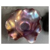 Set of 2 Art Glass Decorative Bowls and 2 Floral Glass Coasters