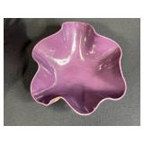 Set of 2 Art Glass Decorative Bowls and 2 Floral Glass Coasters