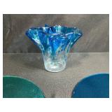 Assorted Fused Art Glass Pieces Including Vase, Rounds, and Sculpted Forms