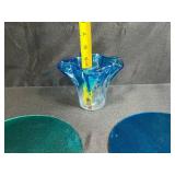 Assorted Fused Art Glass Pieces Including Vase, Rounds, and Sculpted Forms