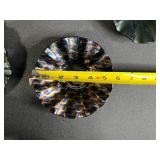 Set of Art Glass Bowls Iridescent and Swirled Designs - display stand not inc