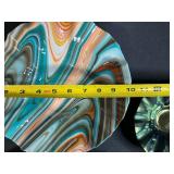 Set of Art Glass Bowls Iridescent and Swirled Designs - display stand not inc