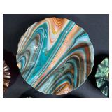 Set of Art Glass Bowls Iridescent and Swirled Designs - display stand not inc