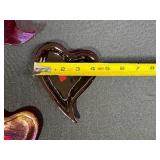 Set of 4 Red Iridescent Heart-Shaped Glass Trinket Dishes