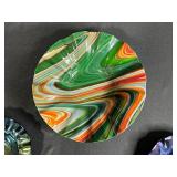 Set of 4 Art Glass Decorative Bowls with Swirl and Iridescent Finishes