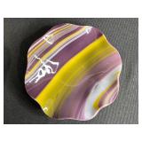 Set of 4 Decorative Fluted Glass Dishes Mixed Colors and Patterns