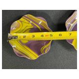 Set of 4 Decorative Fluted Glass Dishes Mixed Colors and Patterns