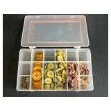Collection of Assorted Vintage Style Buttons in Organizer Case