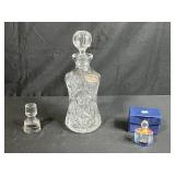 Crystal Decanter with Vodka Tag and 2 Perfume Bottles