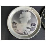 Set of Vintage State and Souvenir Metal Trays
