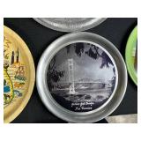 Collection of Vintage Souvenir and Decorative Serving Trays