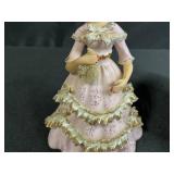 Vintage Ardalt Porcelain Lady Figurine (chipped lace) and Grand Piano Jewelry Box