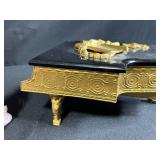 Vintage Ardalt Porcelain Lady Figurine (chipped lace) and Grand Piano Jewelry Box