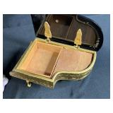 Vintage Ardalt Porcelain Lady Figurine (chipped lace) and Grand Piano Jewelry Box