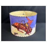 Western Cowboy Rodeo Lampshade with Colorful Bucking Bronco Print
