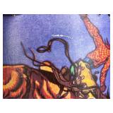 Western Cowboy Rodeo Lampshade with Colorful Bucking Bronco Print