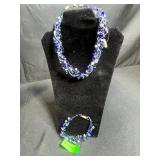 Handcrafted Beaded Jewelry Set with Necklaces, Earrings, and Bracelet - displays not inc
