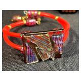 Collection of Glass and Beaded Jewelry with Mexico-Marked Alpaca Sun Pendant