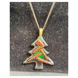 Set of 5 Assorted Vintage Bangles with Christmas Tree Pendants