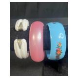 Set of 5 Assorted Vintage Bangles with Christmas Tree Pendants