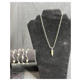 925 Silver Necklace with Abstract Pendant and 4 Pearl Accent Bracelets
