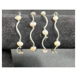 Collection of Sterling Silver 925 Bracelets Including Italy FAS and Pearl Accents