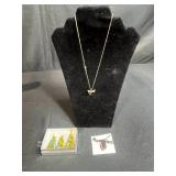 Sterling Silver Dragonfly Necklace, Dichroic Glass Earring & Pendant Set, Beaded Spider Pin