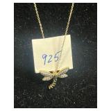 Sterling Silver Dragonfly Necklace, Dichroic Glass Earring & Pendant Set, Beaded Spider Pin