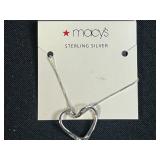 Sterling Silver Heart Necklace and Green Iridescent Glass Pendant