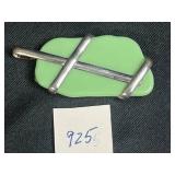 Sterling Silver Heart Necklace and Green Iridescent Glass Pendant