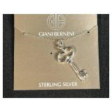 Sterling Silver Key Necklace and Modern Glass Pendant Set