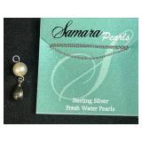 Assorted Jewelry Lot Including Sterling Silver Pearl Pendant, Heart Glass Pendant, and Black Artisan Pendant