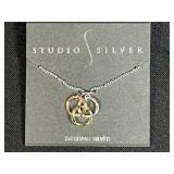 Studio Silver Sterling Silver Necklace with Tri-Color Interlocking Rings
