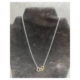 Studio Silver Sterling Silver Necklace with Tri-Color Interlocking Rings