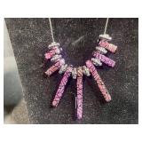 Sterling Silver Necklaces with Gold-Tone Chain and Necklace w Pink Crystal Pendant