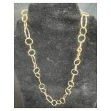 Set of 2 Necklaces - 18kt Gold Over Sterling Silver and Gold Tone with Red Stone Accents