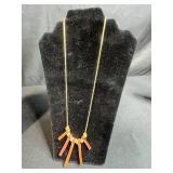 Set of 2 Necklaces - 18kt Gold Over Sterling Silver and Gold Tone with Red Stone Accents