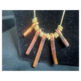 Set of 2 Necklaces - 18kt Gold Over Sterling Silver and Gold Tone with Red Stone Accents