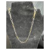 Sterling Silver Chain Necklace and Blue Art Glass Jewelry Set