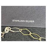 Sterling Silver Chain Necklace and Blue Art Glass Jewelry Set