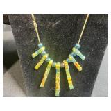 Dichroic Glass Jewelry Set with Necklace, Earrings, and Cross Pendant