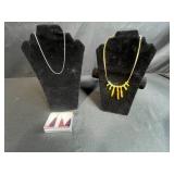 Sterling Silver Chain, Art Glass Pendant Necklace, and Dichroic Glass Earrings Set