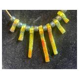 Sterling Silver Chain, Art Glass Pendant Necklace, and Dichroic Glass Earrings Set