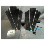 Set of 3 Necklace and Earring Jewelry Sets with Mixed Stones and Sterling Silver